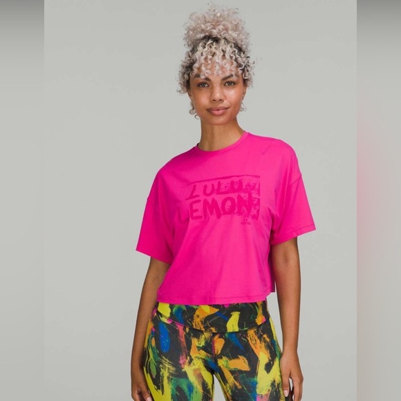 lululemon athletica Tops - Lululemon Abrasion-Resistant Training Tee — Ed Curtis “Sonic Pink” , Size Lg/xl